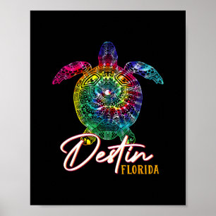 Poster Destin Tie Dye Tortue de mer Floride Famille assor