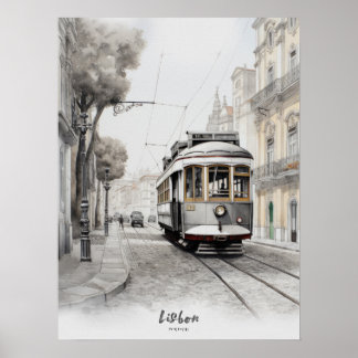 Poster Destination Voyage Lisbonne Watercolor Wall Art