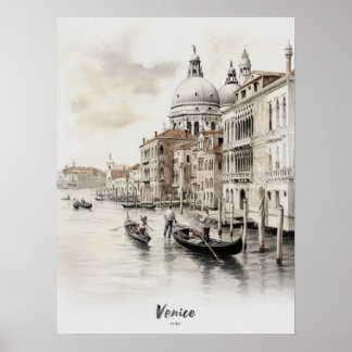 Poster Destination Voyage Venise Aquarelle Mur Art