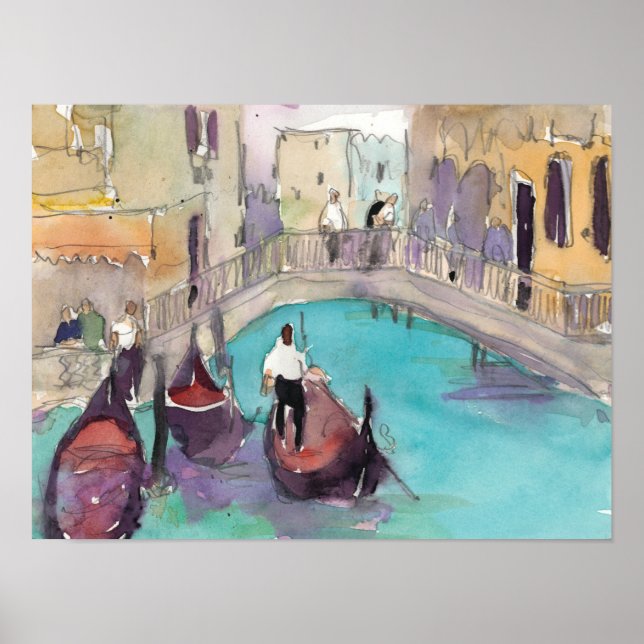 Poster Destinations | Aquarelle Venise Gondola Ride (Devant)