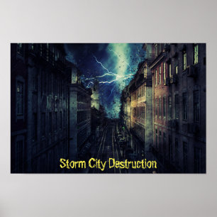 Poster Destruction de la ville par tempête