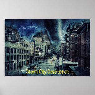 Poster Destruction de la ville par tempête