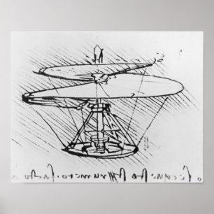 Poster Détail de la conception d'une machine volante, c.1