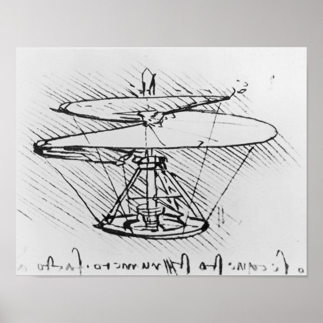 Poster Détail de la conception d'une machine volante, c.1 (Devant)