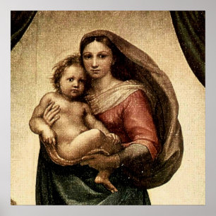 Poster Détail de la "Vierge Sixtine" de Raphael (vers 151