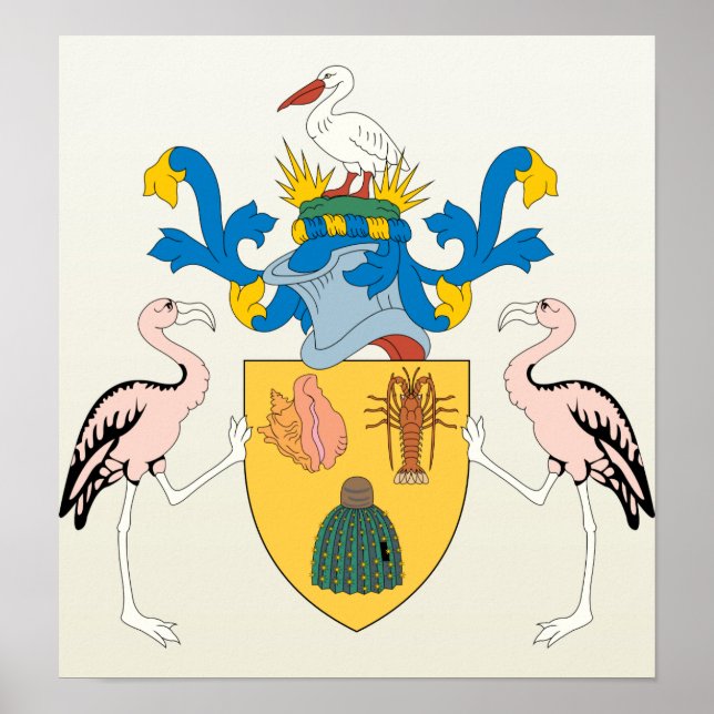 Poster Détail des armoiries des îles Turques et Caïques (Devant)