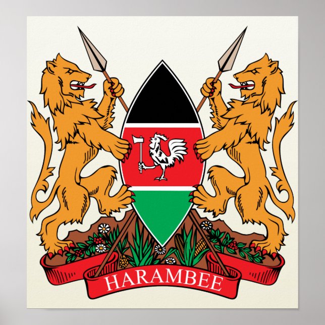 Poster Détail des armoiries du Kenya (Devant)