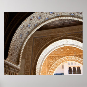 Poster Détail d'une série d'arcades fleuries de l'Alham