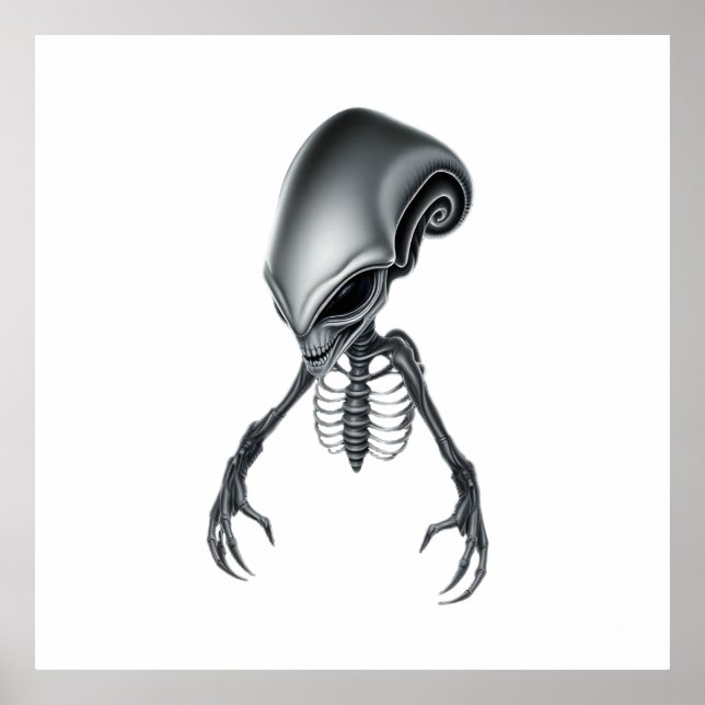 Poster Detailed Alien with Visible Skeletal Structure (Devant)
