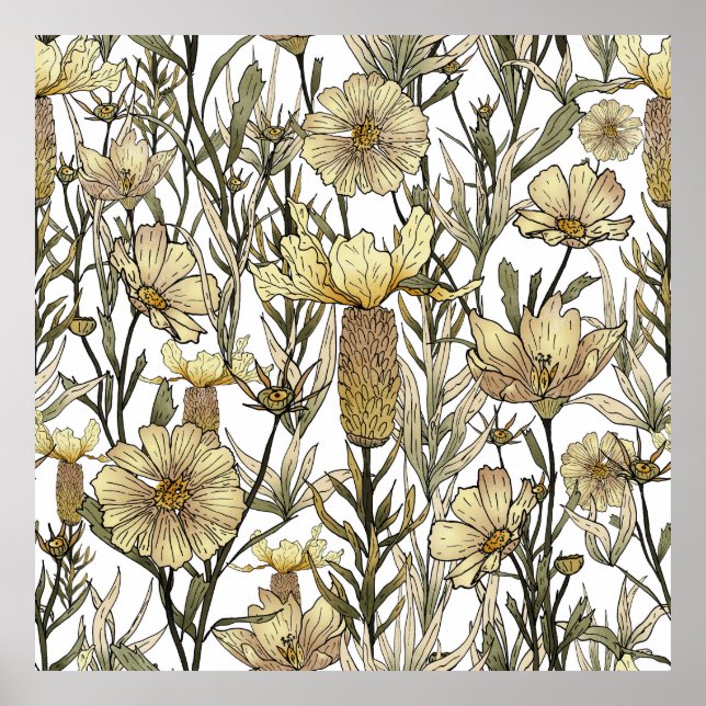 Poster Detailed Floral Pattern (Devant)