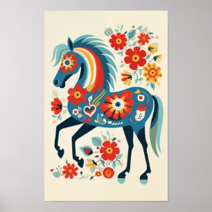 Poster Détails complexes de l'art Dala Horse #4