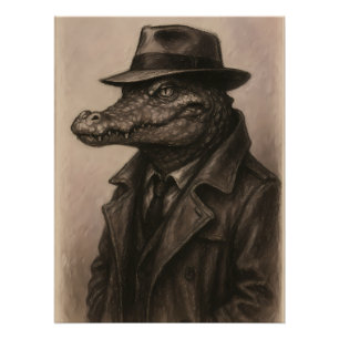 Poster Détecteur de crocodile dans un manteau de tranchée