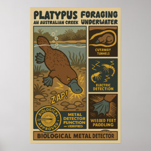 Poster Détecteur de métal biologique d'ornithorynque Art