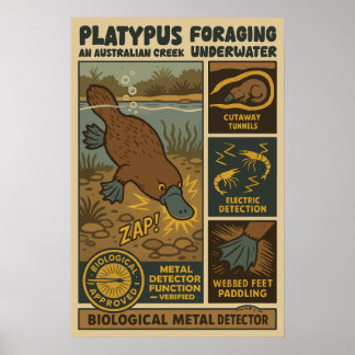Poster Détecteur de métal biologique d'ornithorynque Art