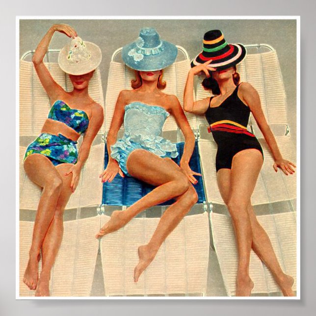 Poster Détendez-vous au bord de la piscine Retro Vintage (Devant)