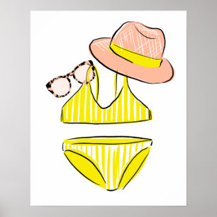 Poster Détendez-vous au soleil - maillot de bain jaune