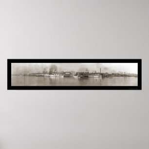 Poster Detroit, MI Riverfront Photo 1908