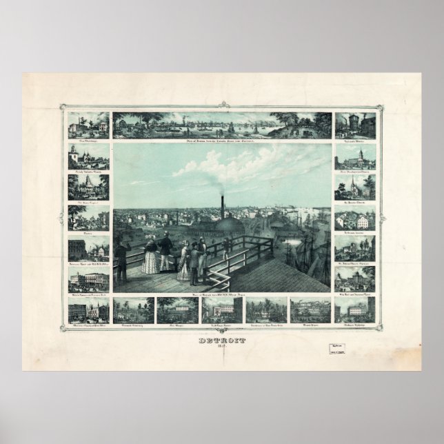 Poster Detroit, Michigan (1852) (Devant)