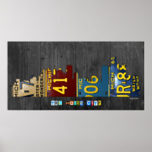 Detroit Michigan City Skyline License Plate Art