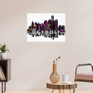 Poster Detroit, Michigan en graffiti