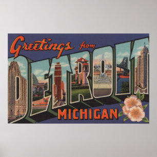 Poster Detroit, Michigan - grandes scènes de lettre