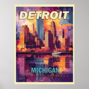 Poster Detroit, Michigan   Vintage voyage