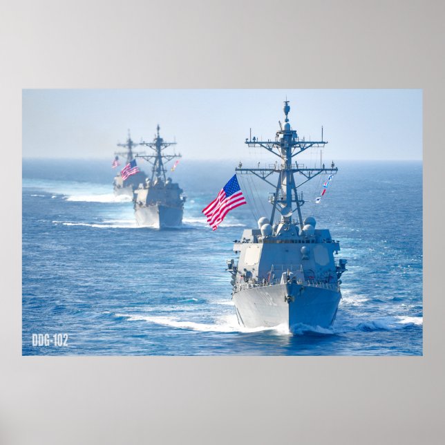 POSTER DÉTROYEUR DE MISSILES GUIDÉS - DDG-102 (Devant)