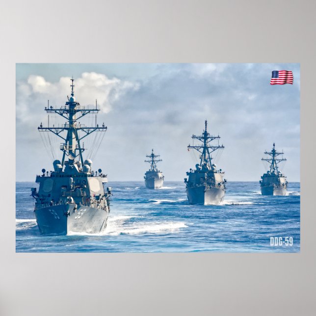 POSTER DÉTROYEUR DE MISSILES GUIDÉS - DDG-59 (Devant)