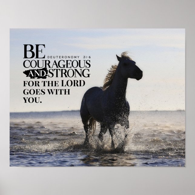 Poster Deutéronome 31:6 Soyez courageux et forts Cheval (Devant)