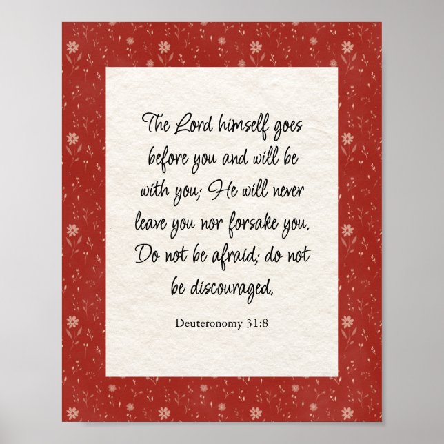 Poster Deutéronome 31:8 Image du couplet biblique (Devant)