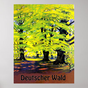 Poster Deutscher Wald, forêt allemande en été