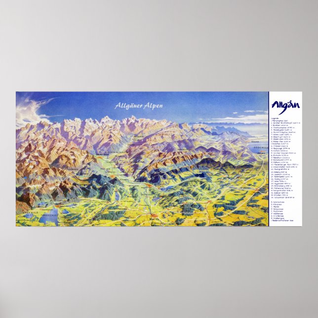 Poster "Deutschland : 2021/heute - Allgäuer Alpen Panoram (Devant)