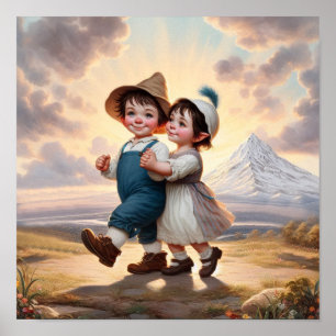 Poster Deux adorables Munchkins Vintages dansant