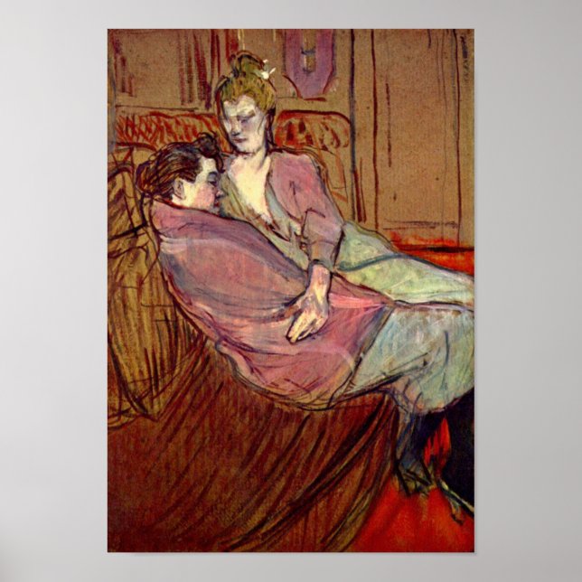Poster Deux amis au Brothel par Toulouse-Lautrec (Devant)