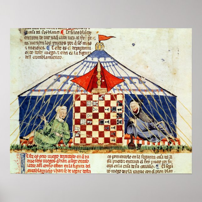 Poster Deux arabes jouant aux échecs dans une tente (Devant)