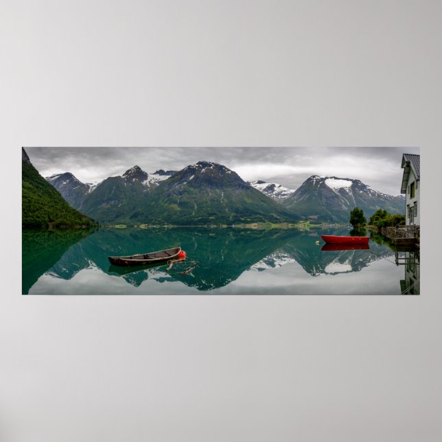 Poster Deux barques à bascule avec réflexion dans une aff (Devant)