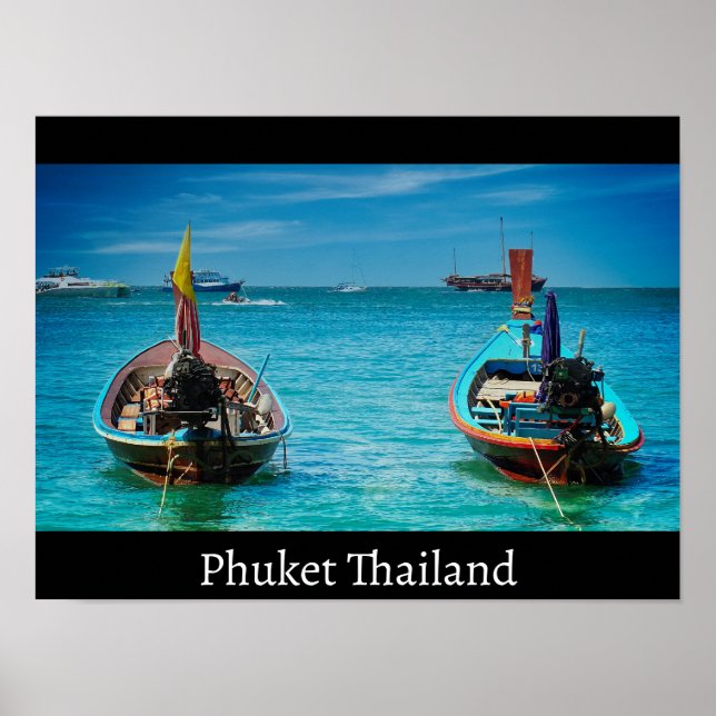 Poster Deux bateaux sur la plage de Phuket Thaïlande (Devant)