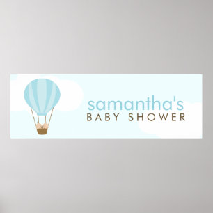 Poster Deux bébés dans un ballon vert à air chaud