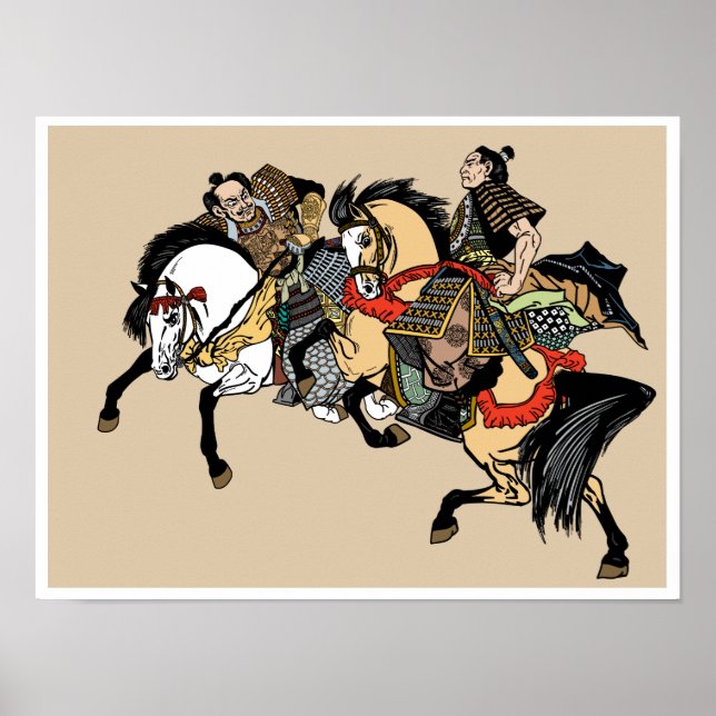 Poster Deux cavaliers de Samurai. Art graphique (Devant)