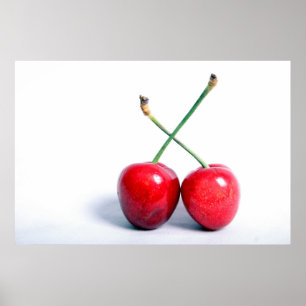 Poster Deux cerises rouges Photographie alimentaire Impri