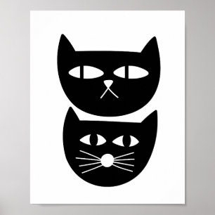 Poster Deux chats noirs