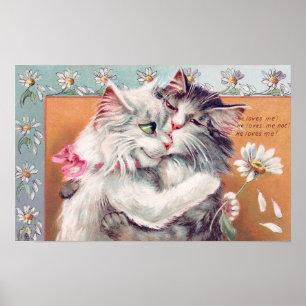 Poster Deux chats s'étreignant, Louis Wain