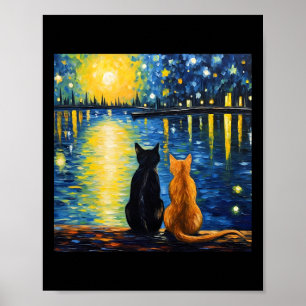 Poster Deux chats Starry Night Lover Cat Art Peinture Kit
