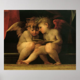Poster Deux Cherubs Lecture par Rosso Fiorentino, Angels