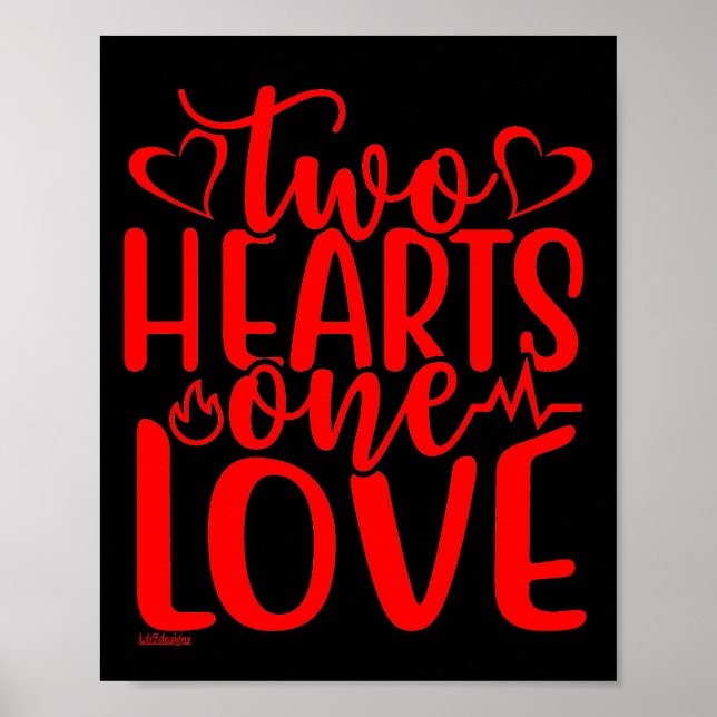Poster DEUX COEURS, UN AMOUR cadeau de la Saint-Valentin (Devant)