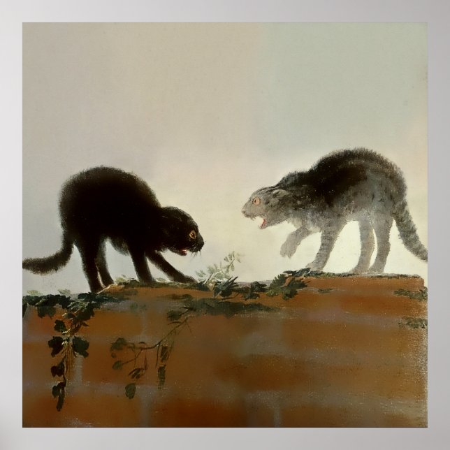 Poster "Deux combats de Cats" par Francisco Goya (Devant)