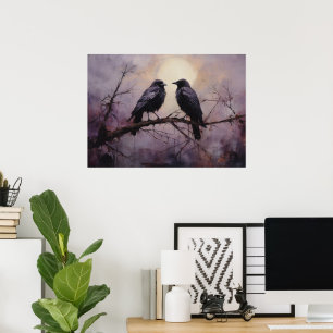 Poster Deux Corneilles Assis Sur Une Branche