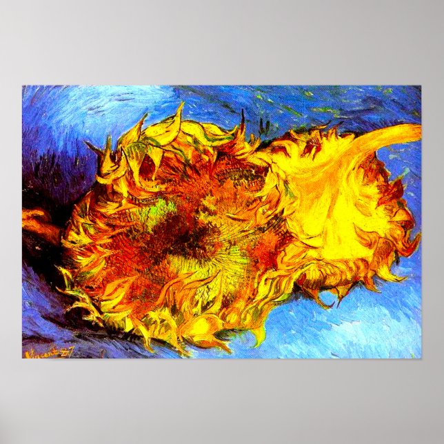 Poster Deux Coupes de tournesols Van Gogh (Devant)