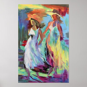 Poster Deux Dames avec Peinture Casquette