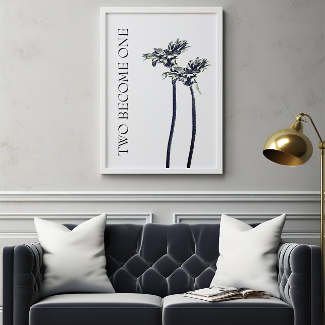 Poster Deux deviennent un Mariage floral (Two Become One Wedding Print)